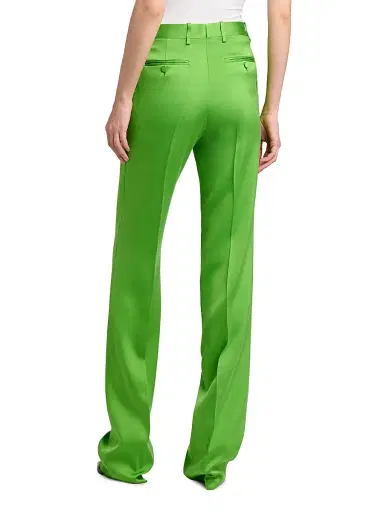 TOM FORD Women's Pleated Silk-Wool Trousers - Gdj Seagrass | Thumbnail 5 TOM FORD Women's Pleated Silk-Wool Trousers - Gdj Seagrass | Thumbnail 5