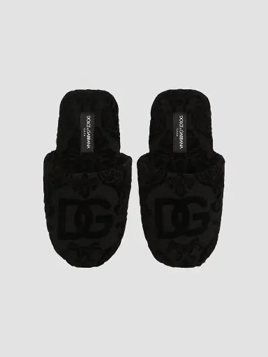 Dolce & Gabbana Women's Crosswise DG Logo Jacquard Slippers - Black - Size 5 | Thumbnail 4 Dolce & Gabbana Women's Crosswise DG Logo Jacquard Slippers - Black - Size 5 | Thumbnail 4