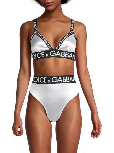 Dolce & Gabbana Women's Satin Logo Triangle Bra | Thumbnail 3 Dolce & Gabbana Women's Satin Logo Triangle Bra | Thumbnail 3