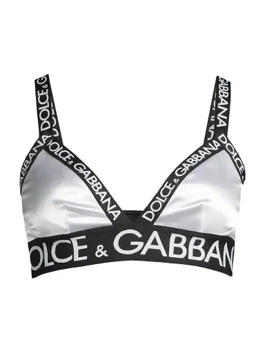 Dolce & Gabbana Women's Satin Logo Triangle Bra | Thumbnail 1 Dolce & Gabbana Women's Satin Logo Triangle Bra | Thumbnail 1
