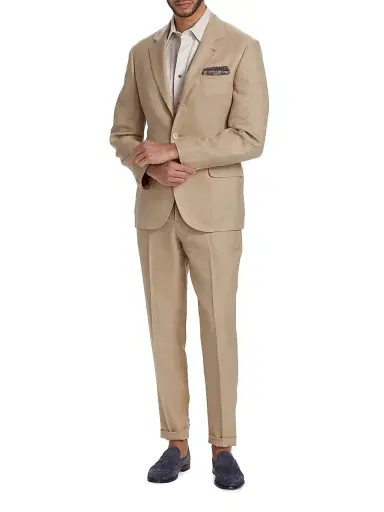 Brunello Cucinelli Men's Linen & Silk Two-Piece Suit | Thumbnail 2 Brunello Cucinelli Men's Linen & Silk Two-Piece Suit | Thumbnail 2
