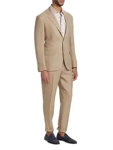 Brunello Cucinelli Men's Linen & Silk Two-Piece Suit | Thumbnail 3 Brunello Cucinelli Men's Linen & Silk Two-Piece Suit | Thumbnail 3