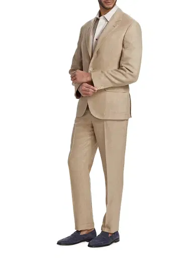 Brunello Cucinelli Men's Linen & Silk Two-Piece Suit | Thumbnail 4 Brunello Cucinelli Men's Linen & Silk Two-Piece Suit | Thumbnail 4