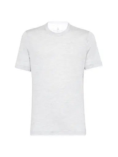 Brunello Cucinelli Men's Silk and Cotton Lightweight Jersey Slim-Fit Crewneck T-Shirt - Pearl Grey | Thumbnail 1 Brunello Cucinelli Men's Silk and Cotton Lightweight Jersey Slim-Fit Crewneck T-Shirt - Pearl Grey | Thumbnail 1