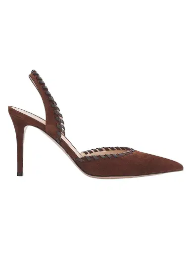 Gianvito Rossi Women's 85MM Suede Slingback Pumps - Brown Moka - Size 12 | Thumbnail 1 Gianvito Rossi Women's 85MM Suede Slingback Pumps - Brown Moka - Size 12 | Thumbnail 1