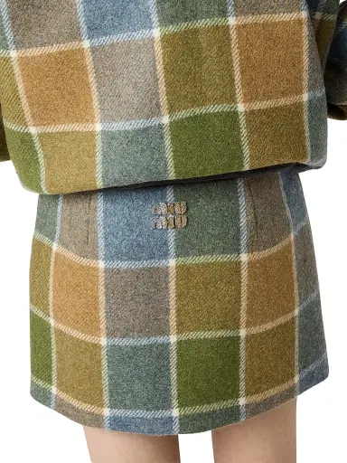 Miu Miu Women's Checked Mini Skirt | Thumbnail 3 Miu Miu Women's Checked Mini Skirt | Thumbnail 3