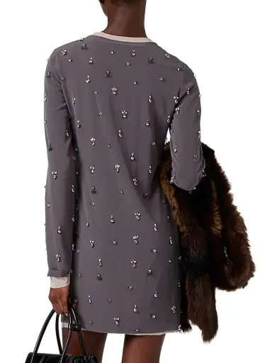 Miu Miu Women's Embroidered Stretch Georgette Dress | Thumbnail 3 Miu Miu Women's Embroidered Stretch Georgette Dress | Thumbnail 3