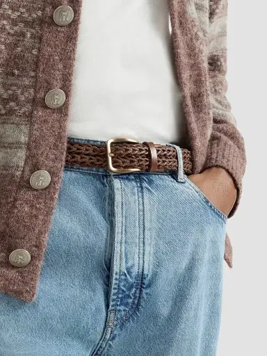Brunello Cucinelli Men's Braided Calfskin Belt - Tobacco | Thumbnail 2 Brunello Cucinelli Men's Braided Calfskin Belt - Tobacco | Thumbnail 2