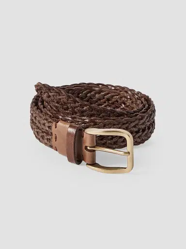Brunello Cucinelli Men's Braided Calfskin Belt - Tobacco | Thumbnail 3 Brunello Cucinelli Men's Braided Calfskin Belt - Tobacco | Thumbnail 3