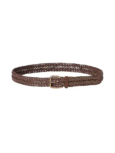 Brunello Cucinelli Men's Braided Calfskin Belt - Tobacco | Thumbnail 1 Brunello Cucinelli Men's Braided Calfskin Belt - Tobacco | Thumbnail 1