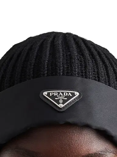 Prada Men's Wool and Re-Nylon Beanie | Thumbnail 3 Prada Men's Wool and Re-Nylon Beanie | Thumbnail 3