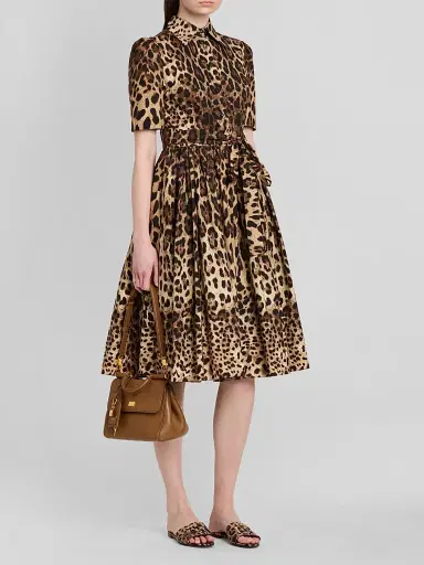Dolce & Gabbana Women's Leopard Print Cotton Poplin Midi Shirtdress - Leo New - Size 14 | Thumbnail 2 Dolce & Gabbana Women's Leopard Print Cotton Poplin Midi Shirtdress - Leo New - Size 14 | Thumbnail 2