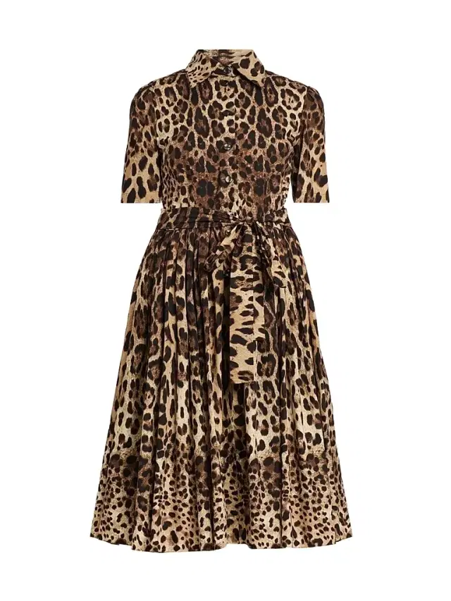 Women's Leopard Print Cotton Poplin Midi Shirtdress - Leo New Women's Leopard Print Cotton Poplin Midi Shirtdress - Leo New