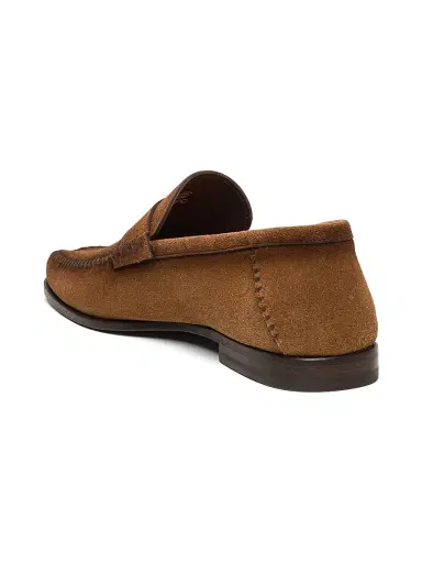 Santoni Men's Burnished Suede Loafers - Brown | Thumbnail 4 Santoni Men's Burnished Suede Loafers - Brown | Thumbnail 4