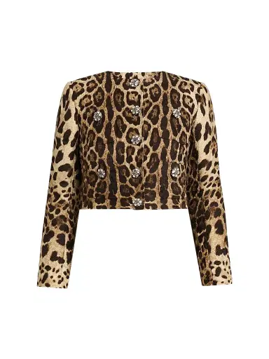 Dolce & Gabbana Women's Leopard-Print Cotton-Blend Crop Jacket | Thumbnail 1 Dolce & Gabbana Women's Leopard-Print Cotton-Blend Crop Jacket | Thumbnail 1