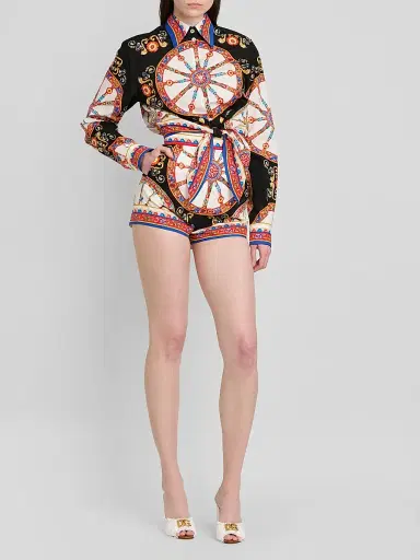 Dolce & Gabbana Women's Printed Cotton Tie-Front Shirt - Variante Abbinata - Size 8 | Thumbnail 2 Dolce & Gabbana Women's Printed Cotton Tie-Front Shirt - Variante Abbinata - Size 8 | Thumbnail 2