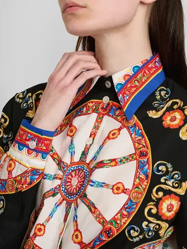 Dolce & Gabbana Women's Printed Cotton Tie-Front Shirt - Variante Abbinata - Size 8 | Thumbnail 5 Dolce & Gabbana Women's Printed Cotton Tie-Front Shirt - Variante Abbinata - Size 8 | Thumbnail 5