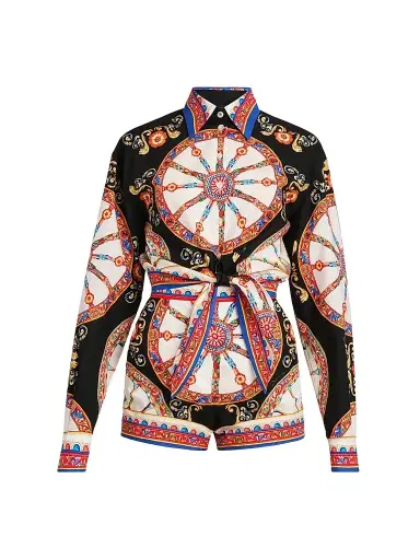 Dolce & Gabbana Women's Printed Cotton Tie-Front Shirt - Variante Abbinata - Size 8 | Thumbnail 1 Dolce & Gabbana Women's Printed Cotton Tie-Front Shirt - Variante Abbinata - Size 8 | Thumbnail 1