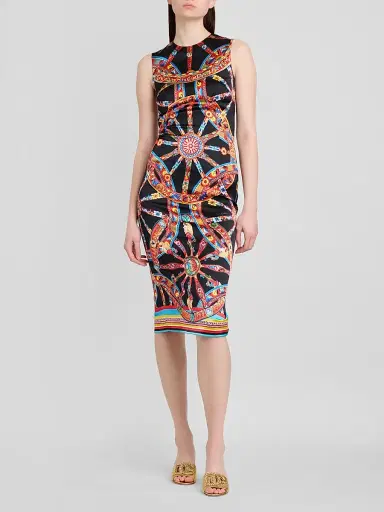 Dolce & Gabbana Women's Printed Satin Sheath Midi Dress | Thumbnail 2 Dolce & Gabbana Women's Printed Satin Sheath Midi Dress | Thumbnail 2