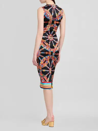 Dolce & Gabbana Women's Printed Satin Sheath Midi Dress | Thumbnail 3 Dolce & Gabbana Women's Printed Satin Sheath Midi Dress | Thumbnail 3