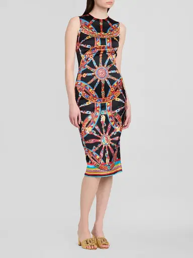Dolce & Gabbana Women's Printed Satin Sheath Midi Dress | Thumbnail 4 Dolce & Gabbana Women's Printed Satin Sheath Midi Dress | Thumbnail 4
