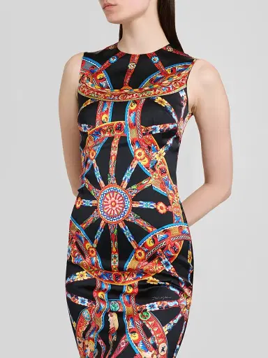 Dolce & Gabbana Women's Printed Satin Sheath Midi Dress | Thumbnail 5 Dolce & Gabbana Women's Printed Satin Sheath Midi Dress | Thumbnail 5