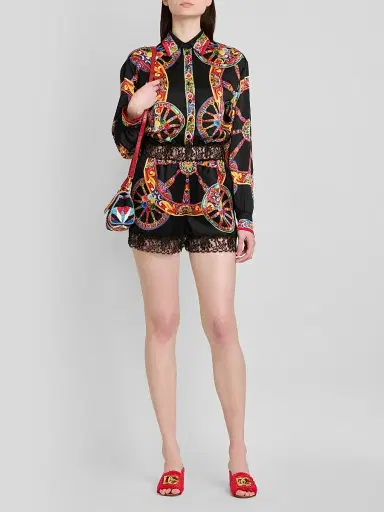 Dolce & Gabbana Women's Printed Cotton-Silk Romper - Ruote Carretto Fold - Size 10 | Thumbnail 2 Dolce & Gabbana Women's Printed Cotton-Silk Romper - Ruote Carretto Fold - Size 10 | Thumbnail 2