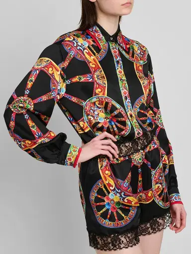 Dolce & Gabbana Women's Printed Cotton-Silk Romper - Ruote Carretto Fold - Size 10 | Thumbnail 5 Dolce & Gabbana Women's Printed Cotton-Silk Romper - Ruote Carretto Fold - Size 10 | Thumbnail 5
