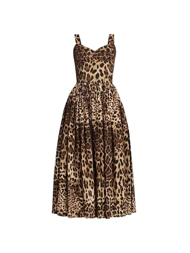 Women's Leopard-Print Cotton Midi Dress - Leo New Women's Leopard-Print Cotton Midi Dress - Leo New
