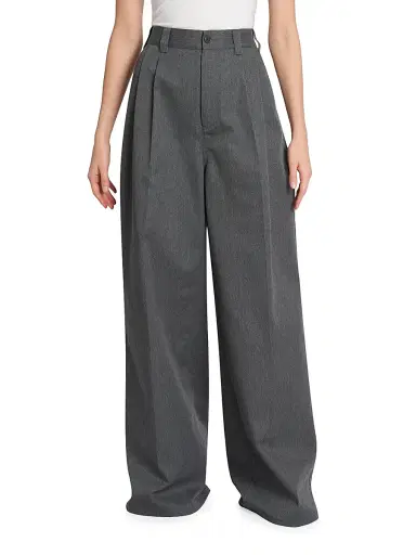 Maison Margiela Women's Pleated Wide-Leg Trousers - Anthracite Melange | Thumbnail 3 Maison Margiela Women's Pleated Wide-Leg Trousers - Anthracite Melange | Thumbnail 3