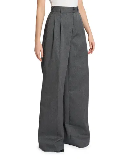 Maison Margiela Women's Pleated Wide-Leg Trousers - Anthracite Melange | Thumbnail 4 Maison Margiela Women's Pleated Wide-Leg Trousers - Anthracite Melange | Thumbnail 4