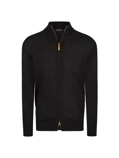Stefano Ricci Men's Cashmere And Silk Knit Blouson Sweater - Black | Thumbnail 1 Stefano Ricci Men's Cashmere And Silk Knit Blouson Sweater - Black | Thumbnail 1