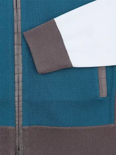 Stefano Ricci Men's Blouson Sweater Jacket - Turquoise | Thumbnail 3 Stefano Ricci Men's Blouson Sweater Jacket - Turquoise | Thumbnail 3