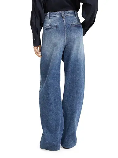 Brunello Cucinelli Women's Comfort Cotton Denim Loose Curved Trousers - Denim | Thumbnail 3 Brunello Cucinelli Women's Comfort Cotton Denim Loose Curved Trousers - Denim | Thumbnail 3