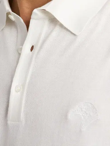 Stefano Ricci Men's Three Button Polo Shirt - White | Thumbnail 5 Stefano Ricci Men's Three Button Polo Shirt - White | Thumbnail 5