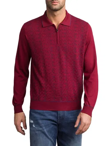 Stefano Ricci Men's Luxury Wool Polo Sweater | Thumbnail 2 Stefano Ricci Men's Luxury Wool Polo Sweater | Thumbnail 2