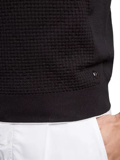 Stefano Ricci Men's Silk and Cotton Knit Crewneck Sweater - Black | Thumbnail 5 Stefano Ricci Men's Silk and Cotton Knit Crewneck Sweater - Black | Thumbnail 5
