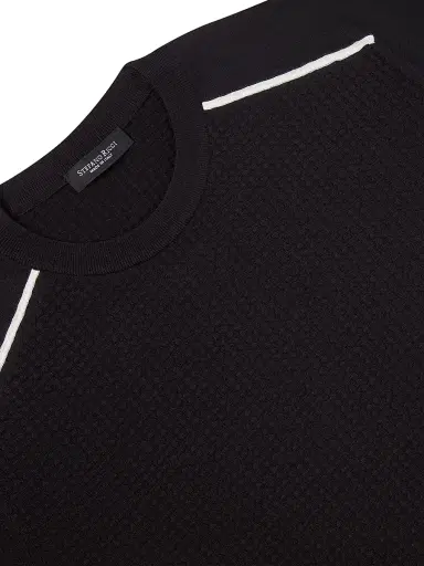 Stefano Ricci Men's Silk and Cotton Knit Crewneck Sweater - Black | Thumbnail 6 Stefano Ricci Men's Silk and Cotton Knit Crewneck Sweater - Black | Thumbnail 6