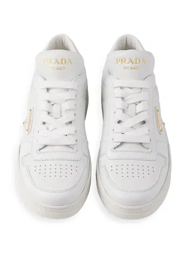 Prada Women's Downtown Leather Sneakers - White - Size 7.5 | Thumbnail 2 Prada Women's Downtown Leather Sneakers - White - Size 7.5 | Thumbnail 2