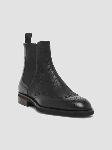 Pollini Men's Perforated Leather Ankle Boots - Black | Thumbnail 2 Pollini Men's Perforated Leather Ankle Boots - Black | Thumbnail 2