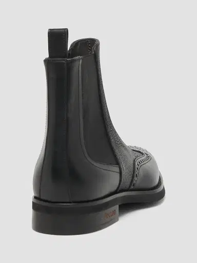 Pollini Men's Perforated Leather Ankle Boots - Black | Thumbnail 3 Pollini Men's Perforated Leather Ankle Boots - Black | Thumbnail 3