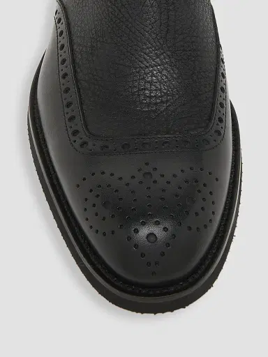 Pollini Men's Perforated Leather Ankle Boots - Black | Thumbnail 4 Pollini Men's Perforated Leather Ankle Boots - Black | Thumbnail 4