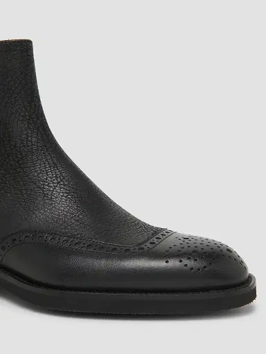 Pollini Men's Perforated Leather Ankle Boots - Black | Thumbnail 6 Pollini Men's Perforated Leather Ankle Boots - Black | Thumbnail 6