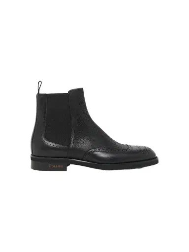 Pollini Men's Perforated Leather Ankle Boots - Black | Thumbnail 1 Pollini Men's Perforated Leather Ankle Boots - Black | Thumbnail 1