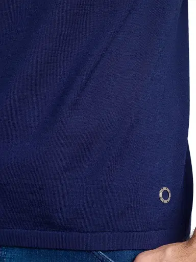Stefano Ricci Men's Knit Zipper Polo - Dark Blue | Thumbnail 5 Stefano Ricci Men's Knit Zipper Polo - Dark Blue | Thumbnail 5