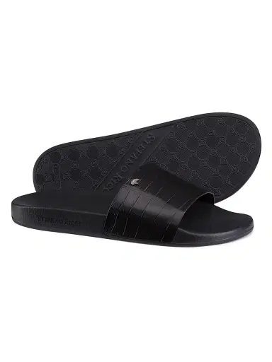 Stefano Ricci Men's Matted Crocodile Leather Slides - Black | Thumbnail 3 Stefano Ricci Men's Matted Crocodile Leather Slides - Black | Thumbnail 3