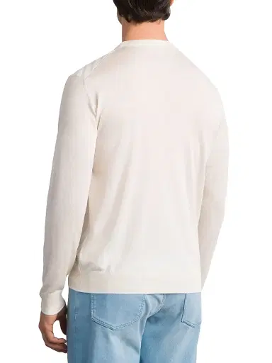 Stefano Ricci Men's Cotton and Silk Jacquard Knit Sweater - Natural White | Thumbnail 3 Stefano Ricci Men's Cotton and Silk Jacquard Knit Sweater - Natural White | Thumbnail 3