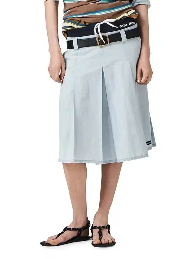 Miu Miu Women's Pleated Chambray Skirt - Blue - Size 2 | Thumbnail 2 Miu Miu Women's Pleated Chambray Skirt - Blue - Size 2 | Thumbnail 2