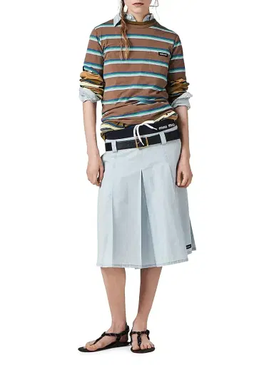 Miu Miu Women's Pleated Chambray Skirt - Blue - Size 2 | Thumbnail 6 Miu Miu Women's Pleated Chambray Skirt - Blue - Size 2 | Thumbnail 6