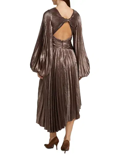 Acler Women's Palms Pleated Satin Midi-Dress - Coffee Metallic | Thumbnail 5 Acler Women's Palms Pleated Satin Midi-Dress - Coffee Metallic | Thumbnail 5